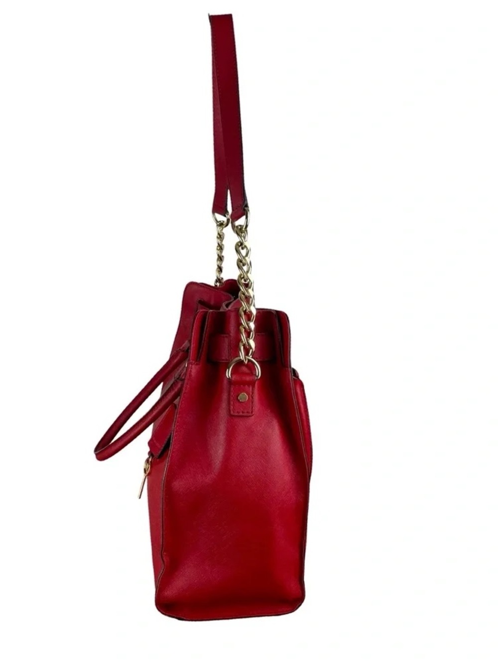 Michael Kors Large Hamilton Red Saffiano Leather Satchel/Crossbody NWOT - Picture 3 of 9